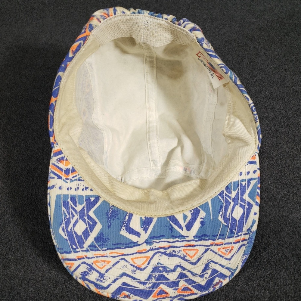Vintage 80's Elastic 5 Panel Hat One Size 80's Design Tribal Cap‎ USA Made Aztec - Picture 7 of 8